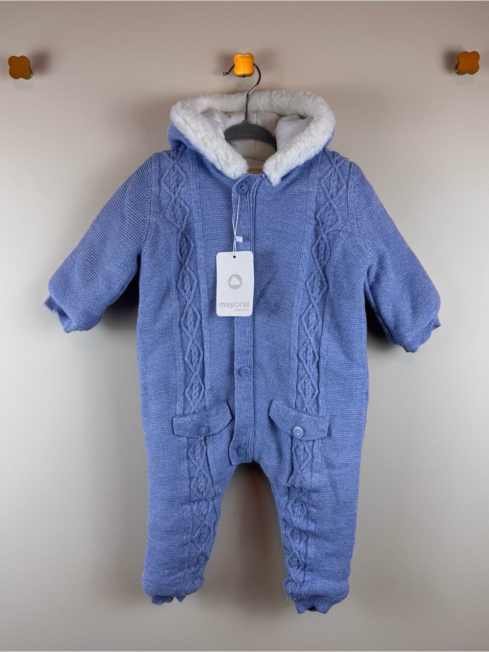 Mayoral LS Cozy Lined Sweater Bunting in Blue